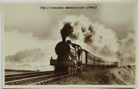 Vintage Railway Postcard Of The St Pancras-Manchester Express