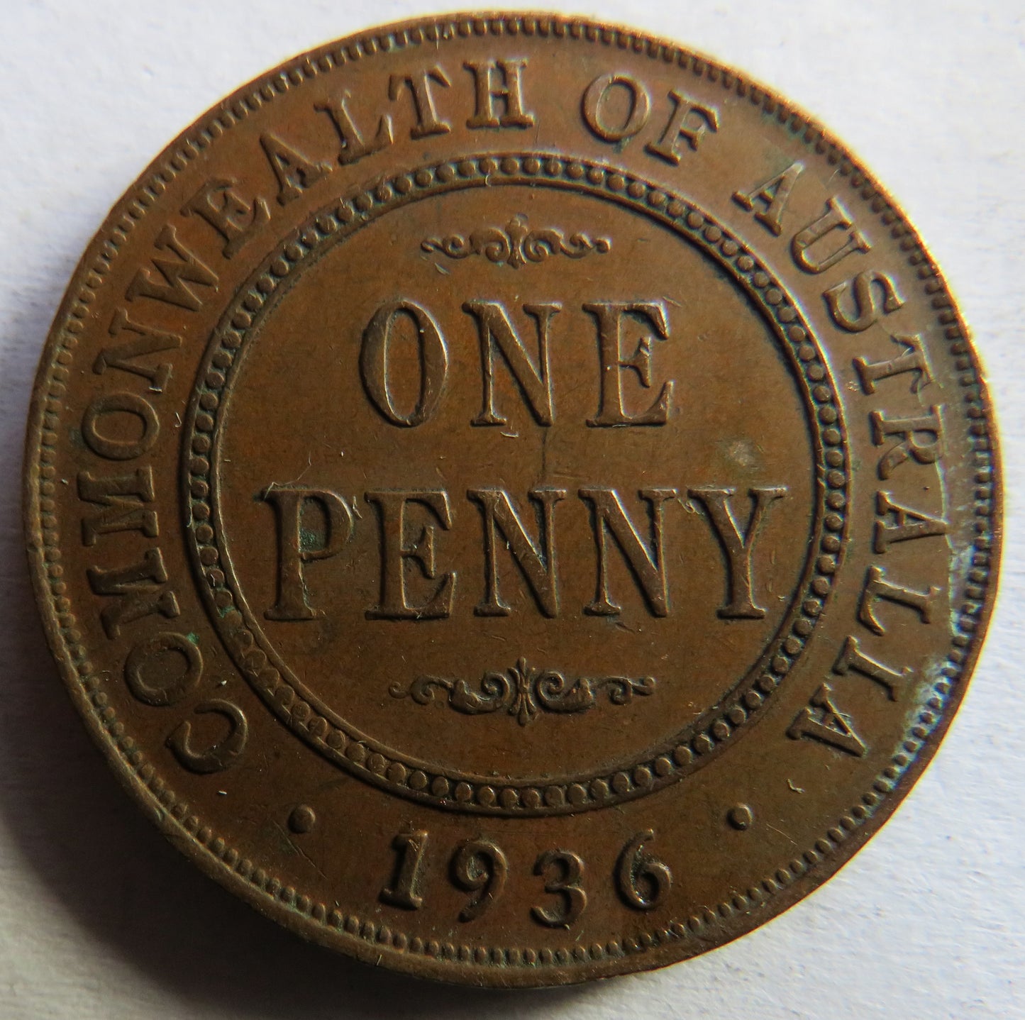 1936 King George V Australia One Penny Coin