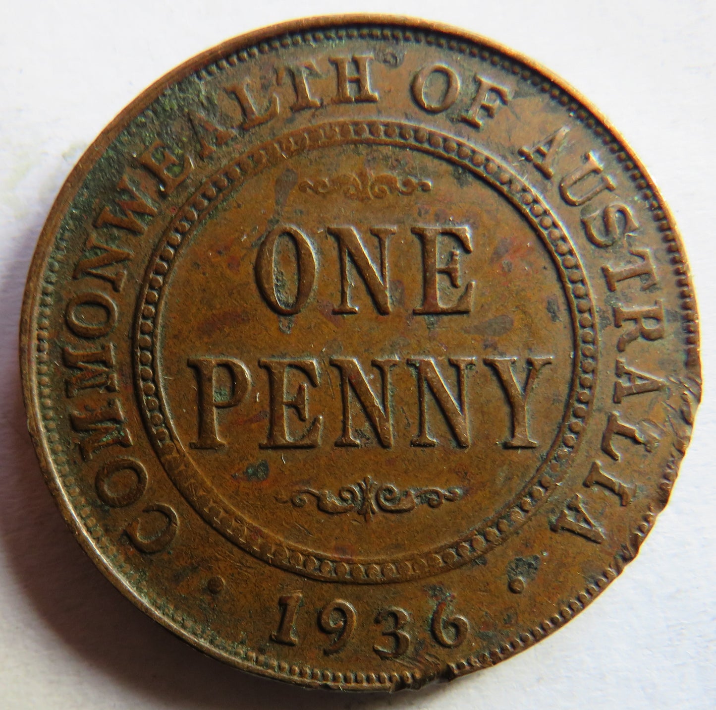 1936 King George V Australia One Penny Coin