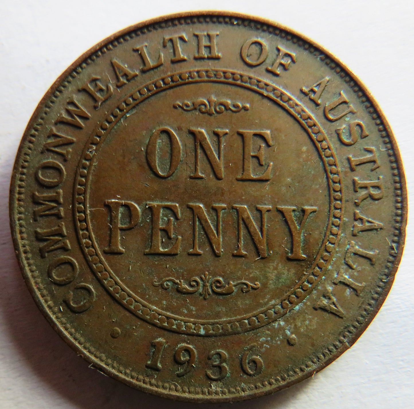 1936 King George V Australia One Penny Coin