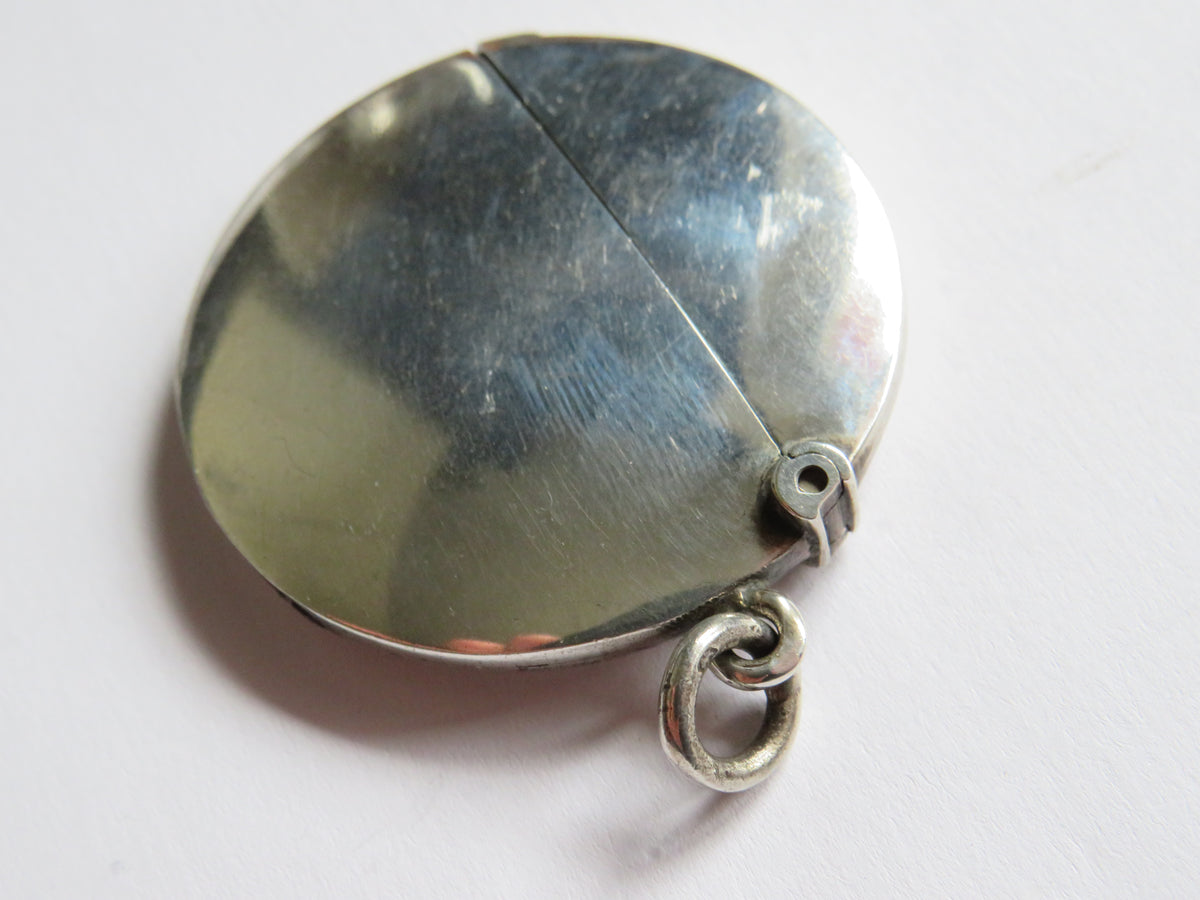 Antique Silver Circular Vest Case By William Neale Hallmarked Chester 1907