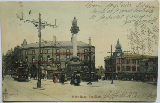 Vintage Postcard of Moor Head, Sheffield 1908