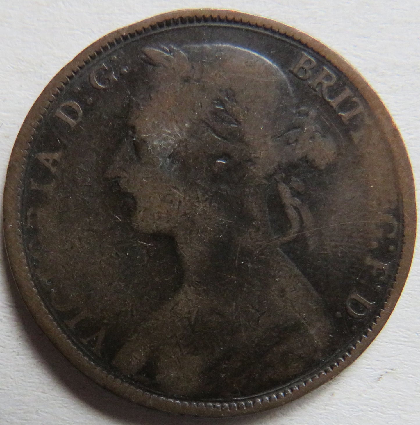 1892 Queen Victoria Bun Head One Penny Coin - Great Britain