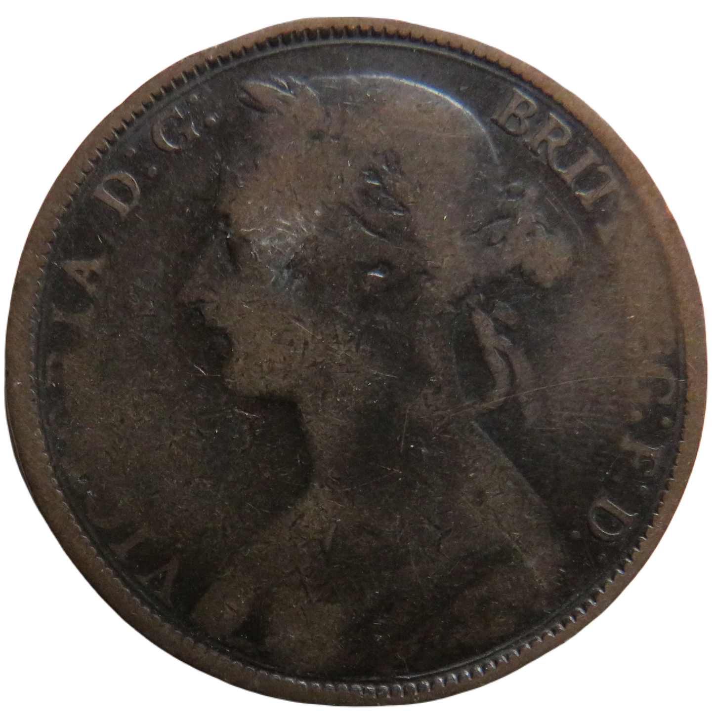 1892 Queen Victoria Bun Head One Penny Coin - Great Britain