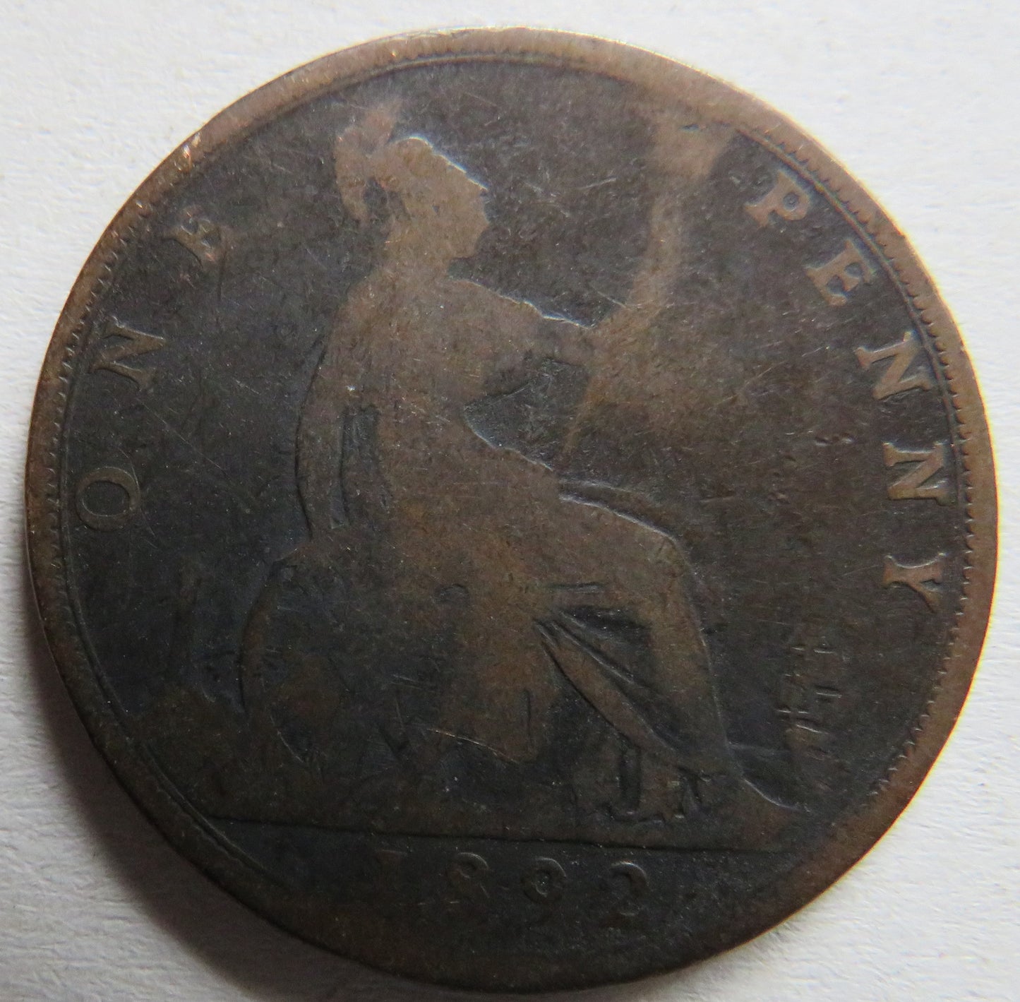 1892 Queen Victoria Bun Head One Penny Coin - Great Britain