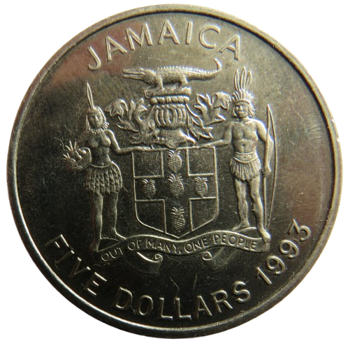 1993 Jamaica $5 Five Dollars Coin Norman W. Manley 100th Anniversary