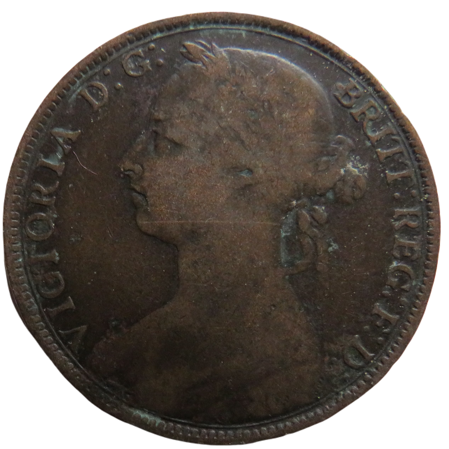1890 Queen Victoria Bun Head One Penny Coin - Great Britain