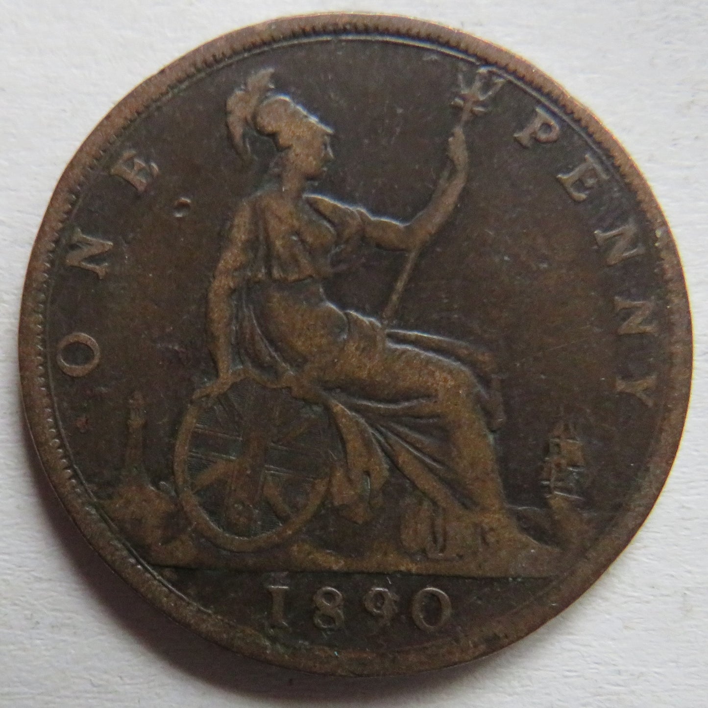 1890 Queen Victoria Bun Head One Penny Coin - Great Britain