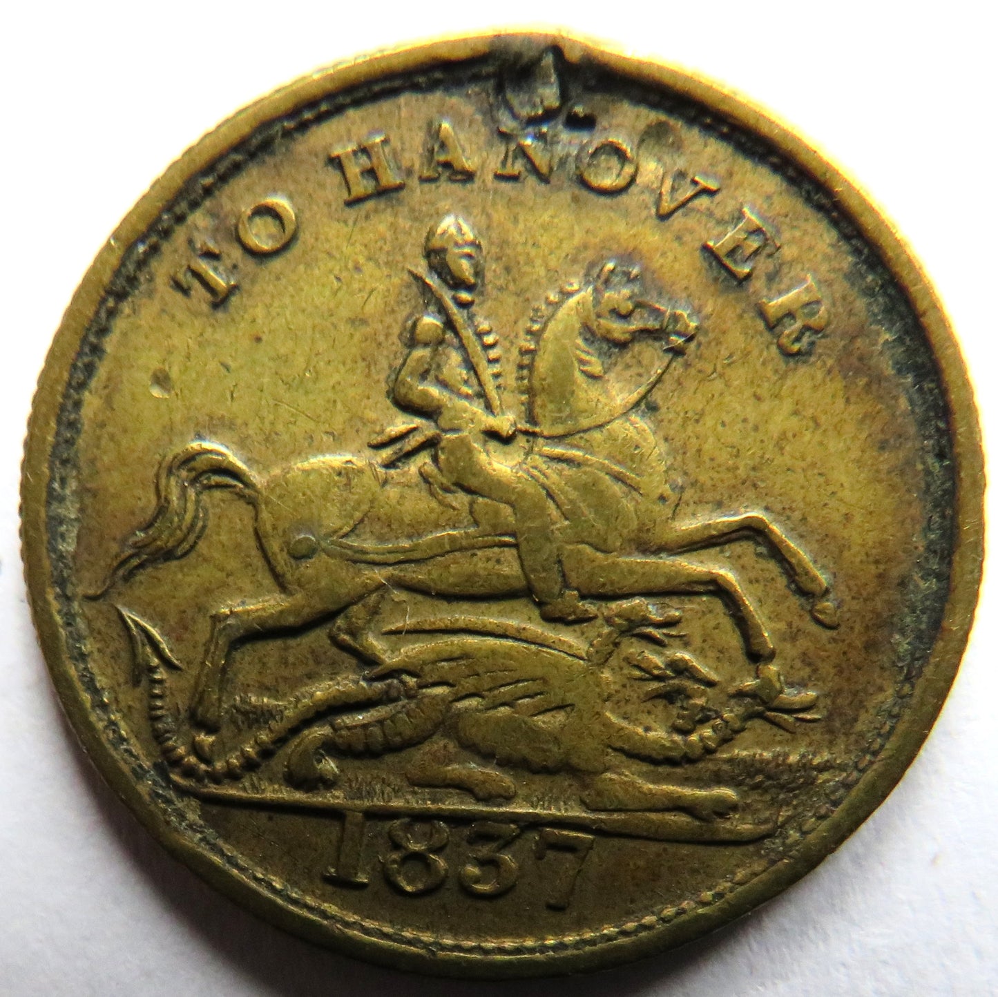 1837 Queen Victoria " To Hanover" Cumberland Jack Token