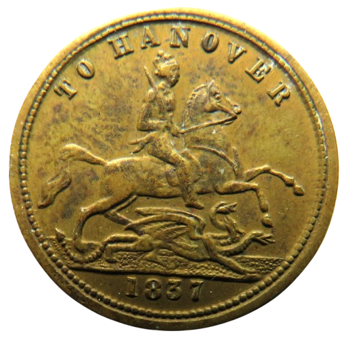 1837 Queen Victoria " To Hanover" Cumberland Jack Token