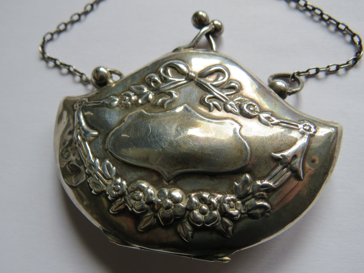 Antique Ornate Silver Purse Hallmarked Birmingham 1911