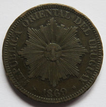 Load image into Gallery viewer, 1869 Uruguay 4 Centesimos Coin
