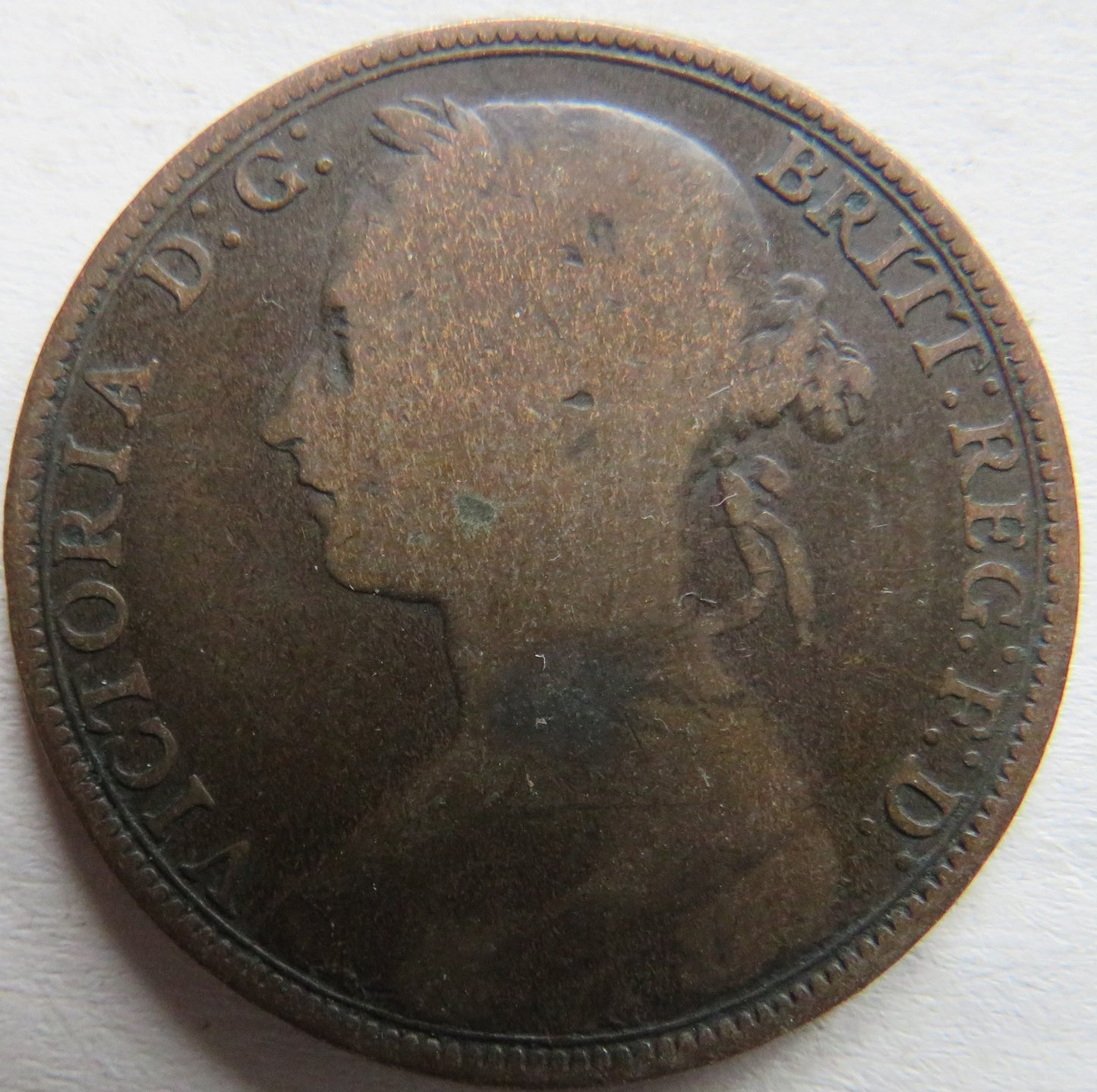 1883 Queen Victoria Bun Head One Penny Coin - Great Britain