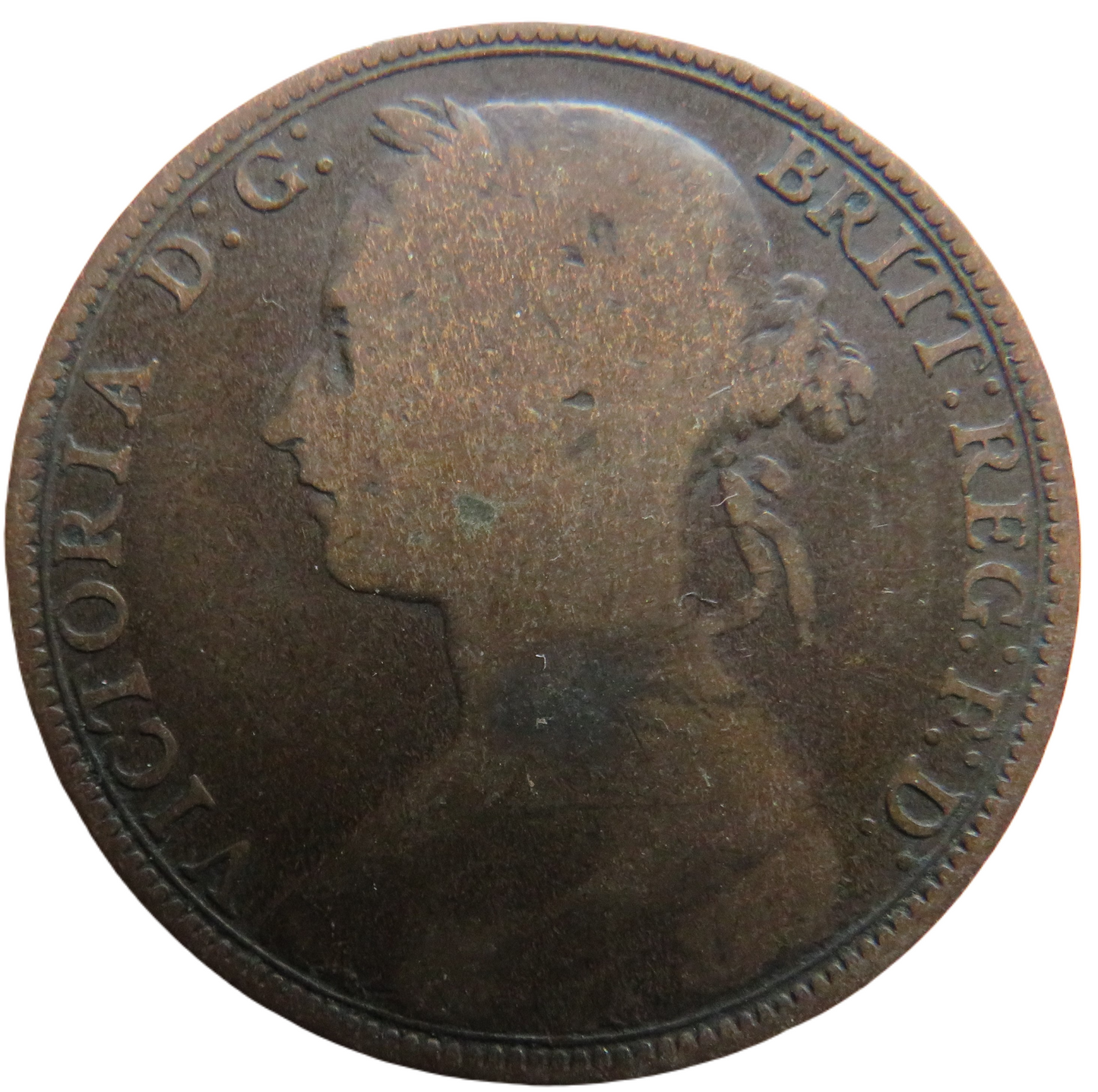 1883 Queen Victoria Bun Head One Penny Coin - Great Britain