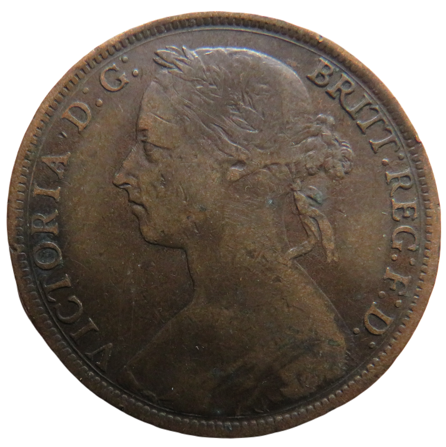 1886 Queen Victoria Bun Head One Penny Coin - Great Britain