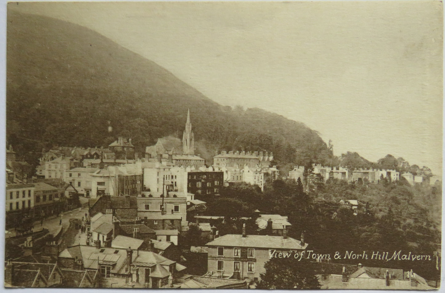 Vintage Postcard of View of Town & North Hill, Malvern