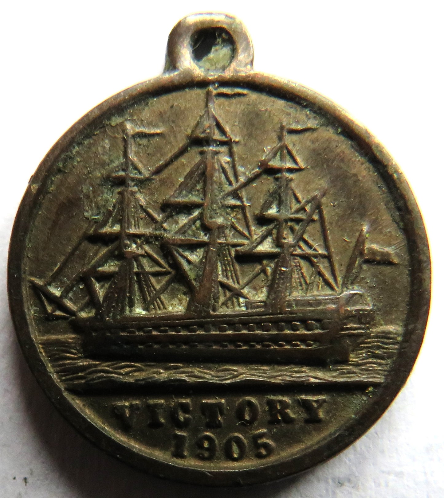1905 Small Commemorative Medal Nelson Centenary Containing Victory Copper