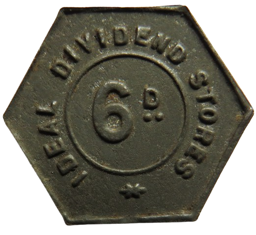 Ideal Dividend Stores 6d Sixpence Vintage Token