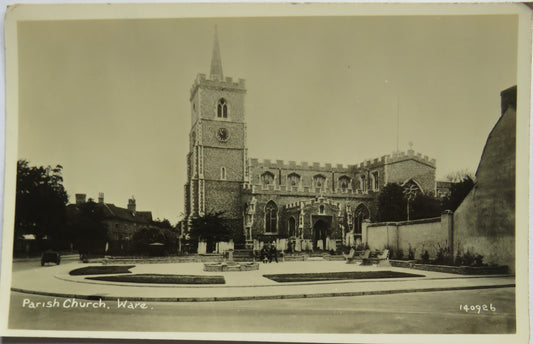 Vintage Postcard of Parish Church, Ware 1938