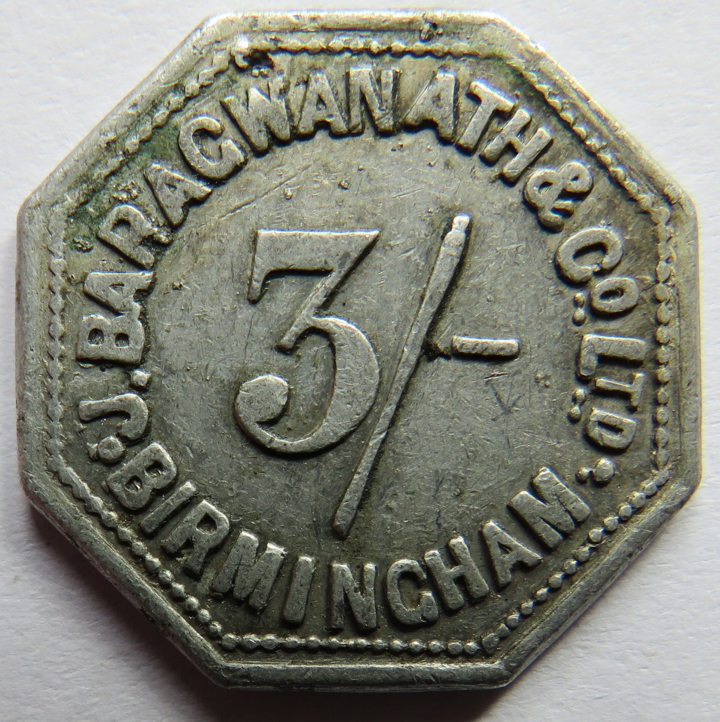 J.Baragwanath & Co Ltd Birmingham 3/- Token