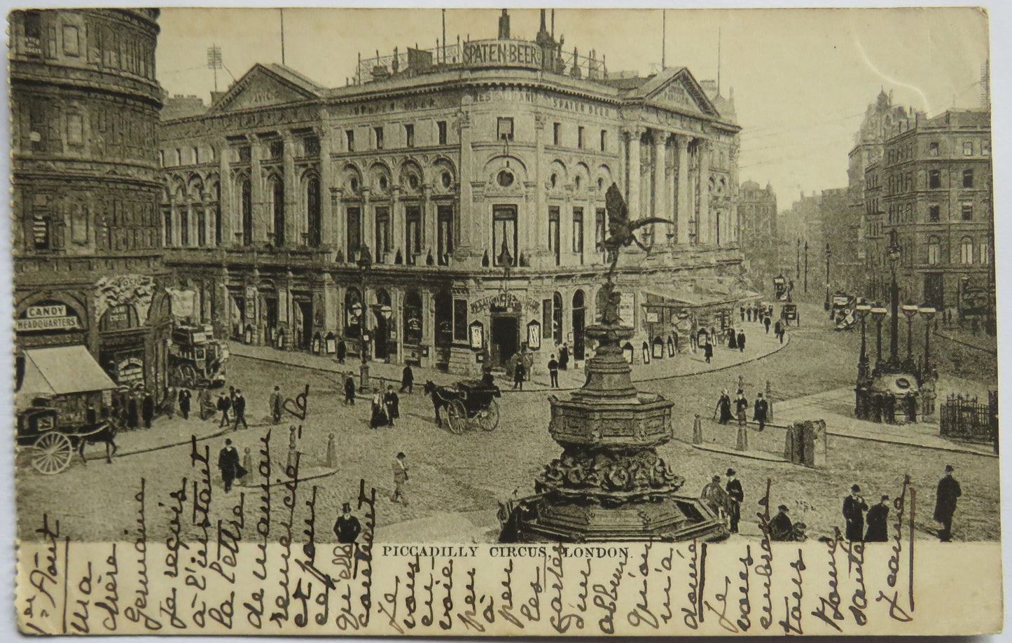 Vintage Postcard of Piccadilly Circus, London 1906