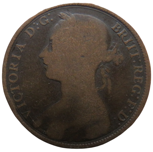 1894 Queen Victoria Bun Head One Penny Coin - Great Britain