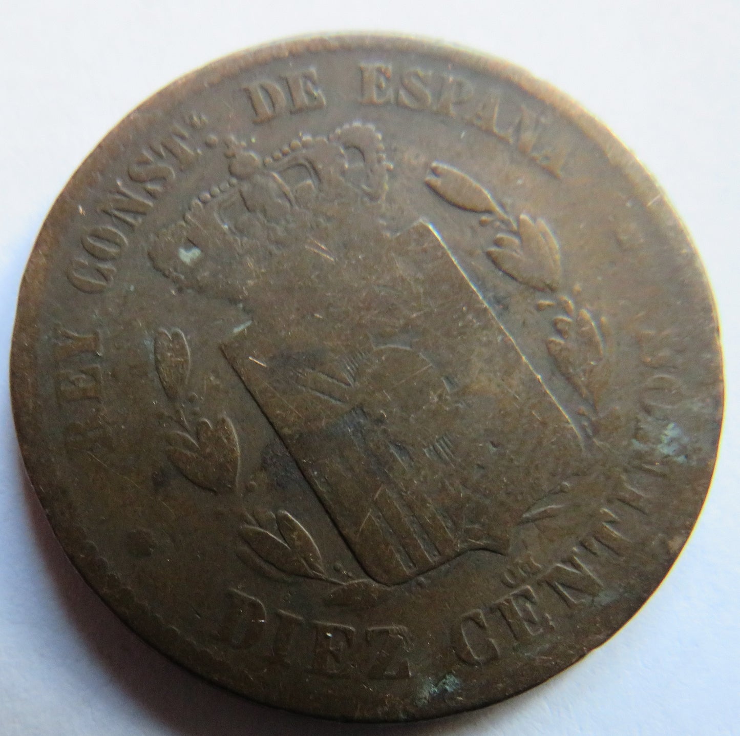 1878 Spain 10 Centimos Coin