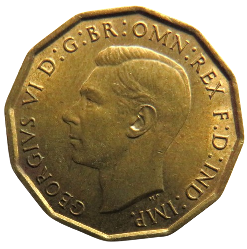 1938 King George VI Brass Threepence Coin In High Grade - Great Britain