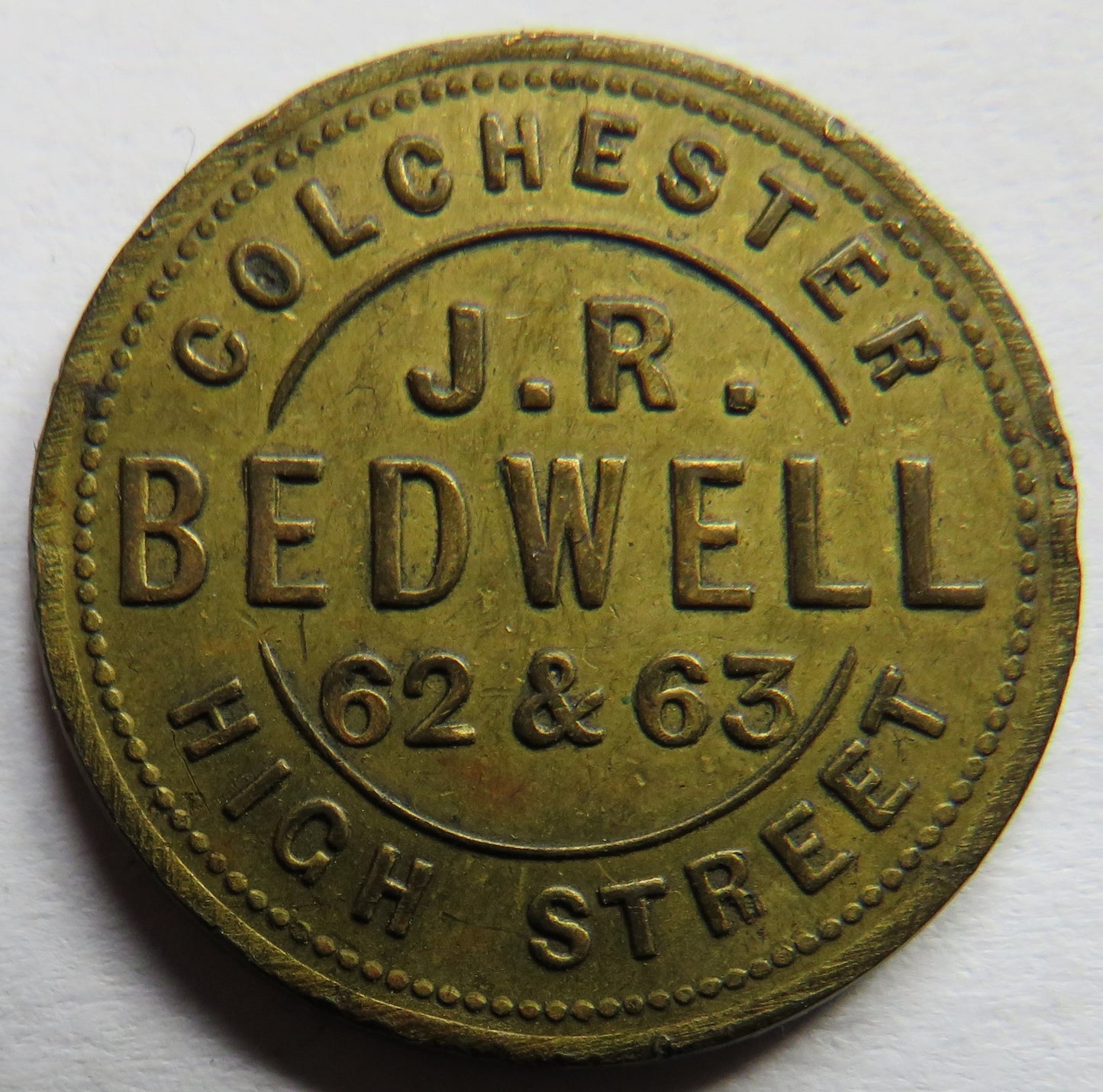 J.R. Bedwell Colchester High Street Vintage Advertising Token