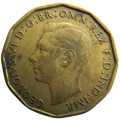 1946 King George VI Brass Threepence Coin - Great Britain