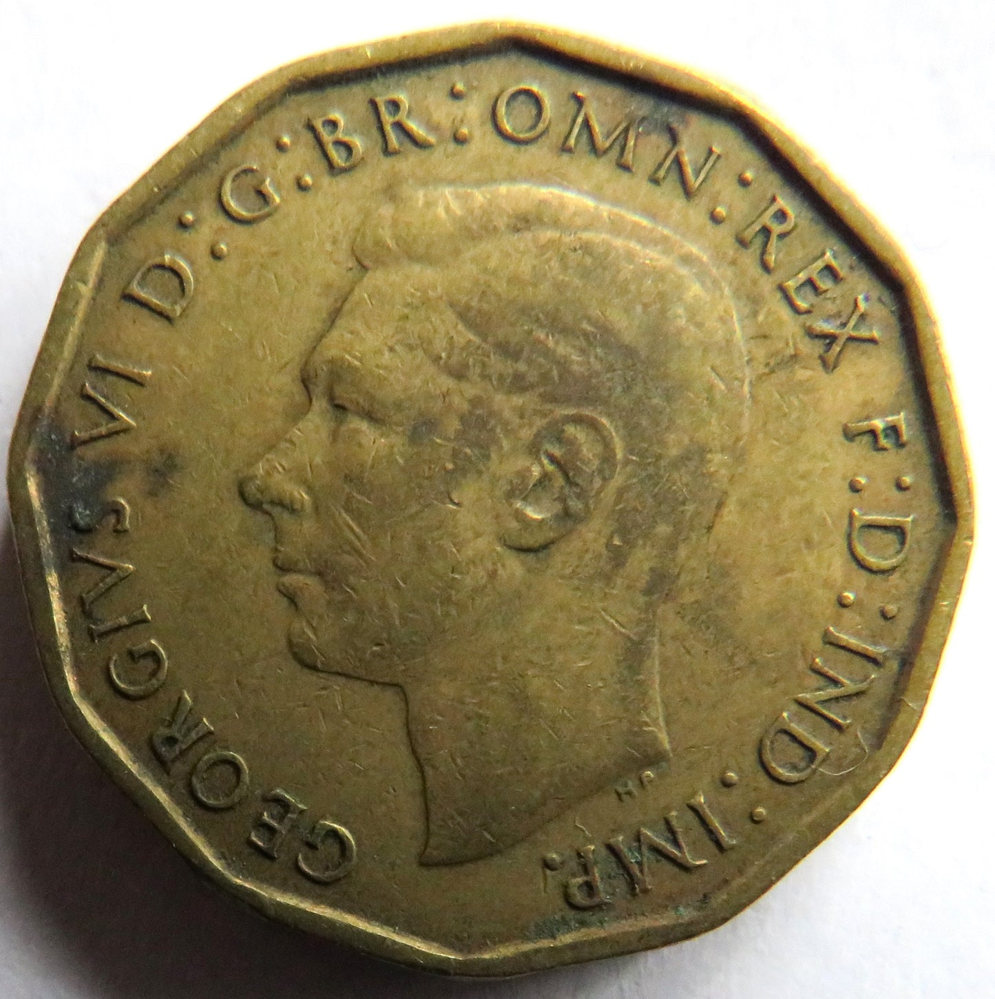 1946 King George VI Brass Threepence Coin - Great Britain