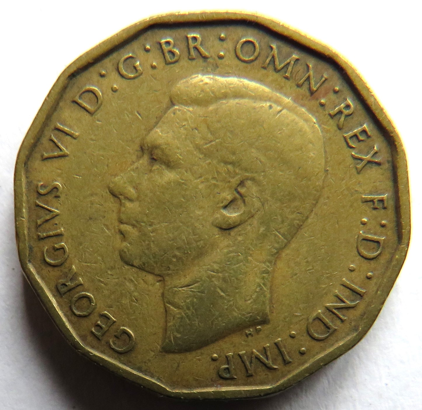 1946 King George VI Brass Threepence Coin - Great Britain