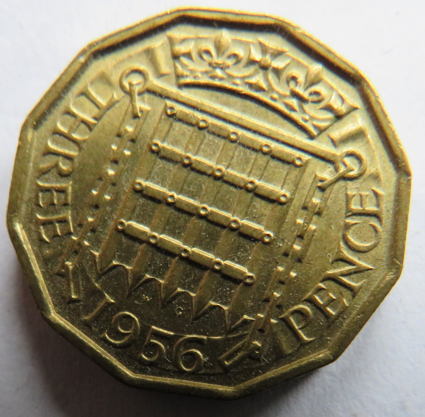 1956 Queen Elizabeth II Brass Threepence Coin In High Grade