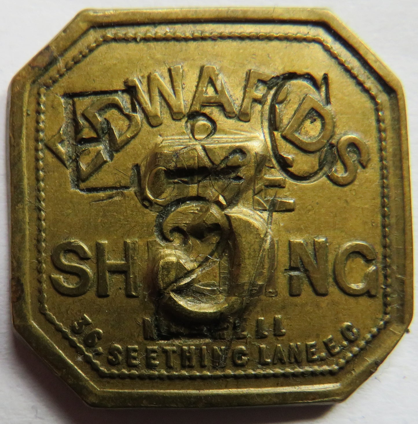 Edwards One (Counter Stamped 3) Shilling Token London