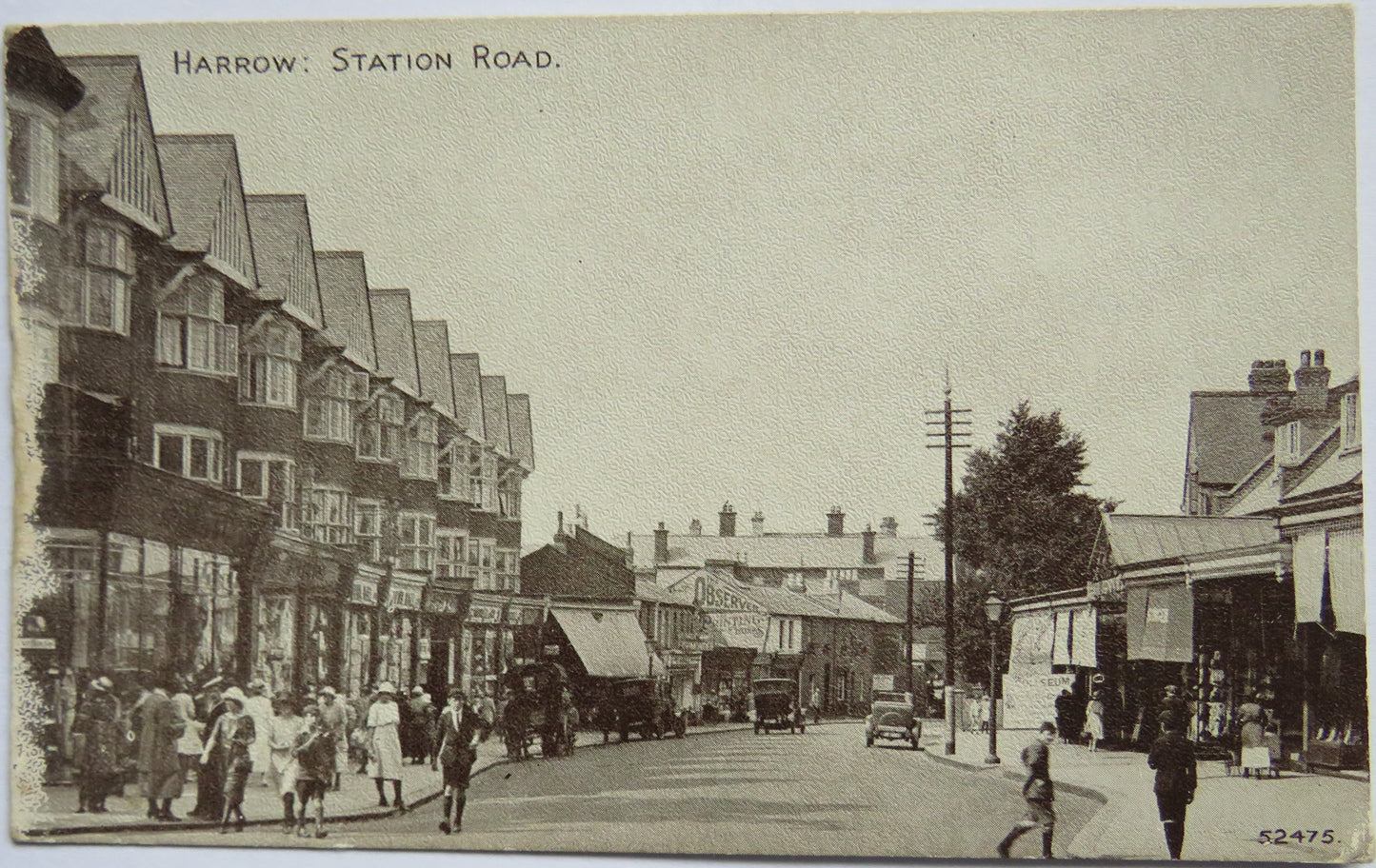 Vintage Postcard of Harrow, Station Road