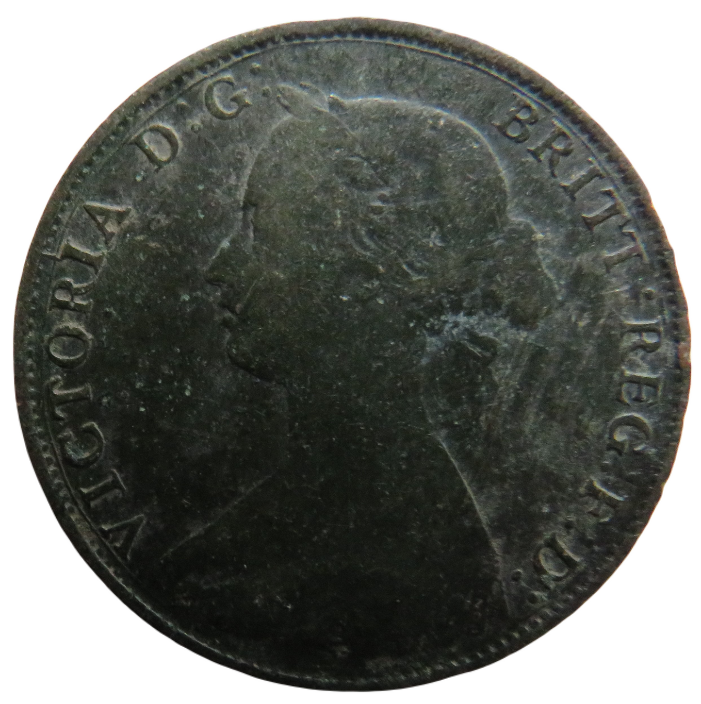 1861 Queen Victoria Bun Head Halfpenny Coin - Great Britain