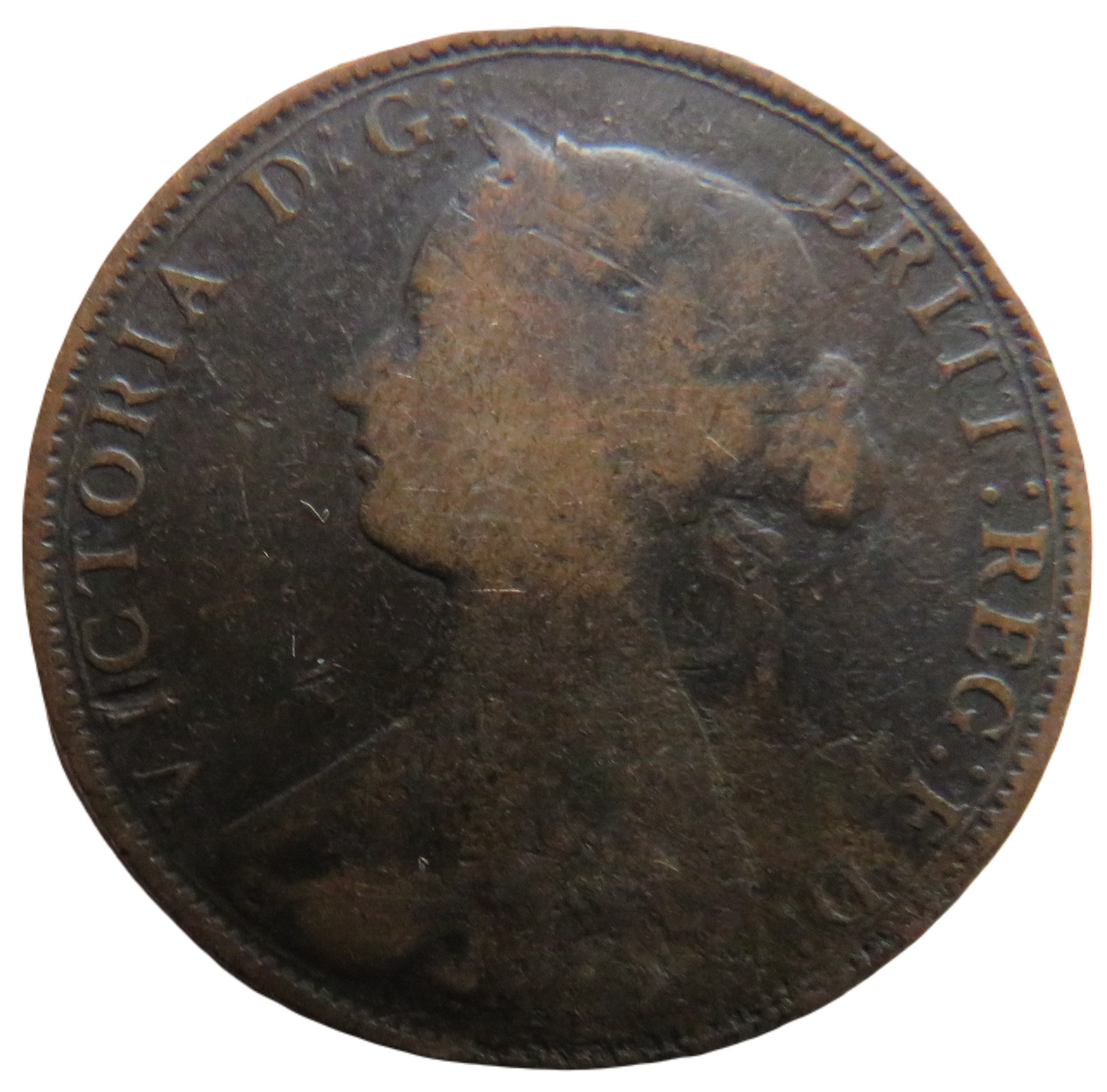 1862 Queen Victoria Bun Head Halfpenny Coin - Great Britain