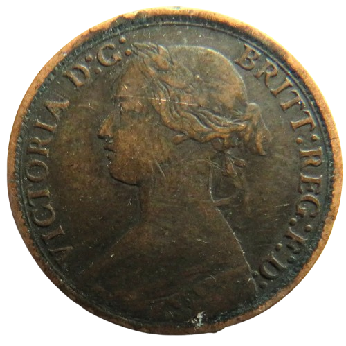 1863 Queen Victoria Bun Head Farthing Coin Scarce - Great Britain