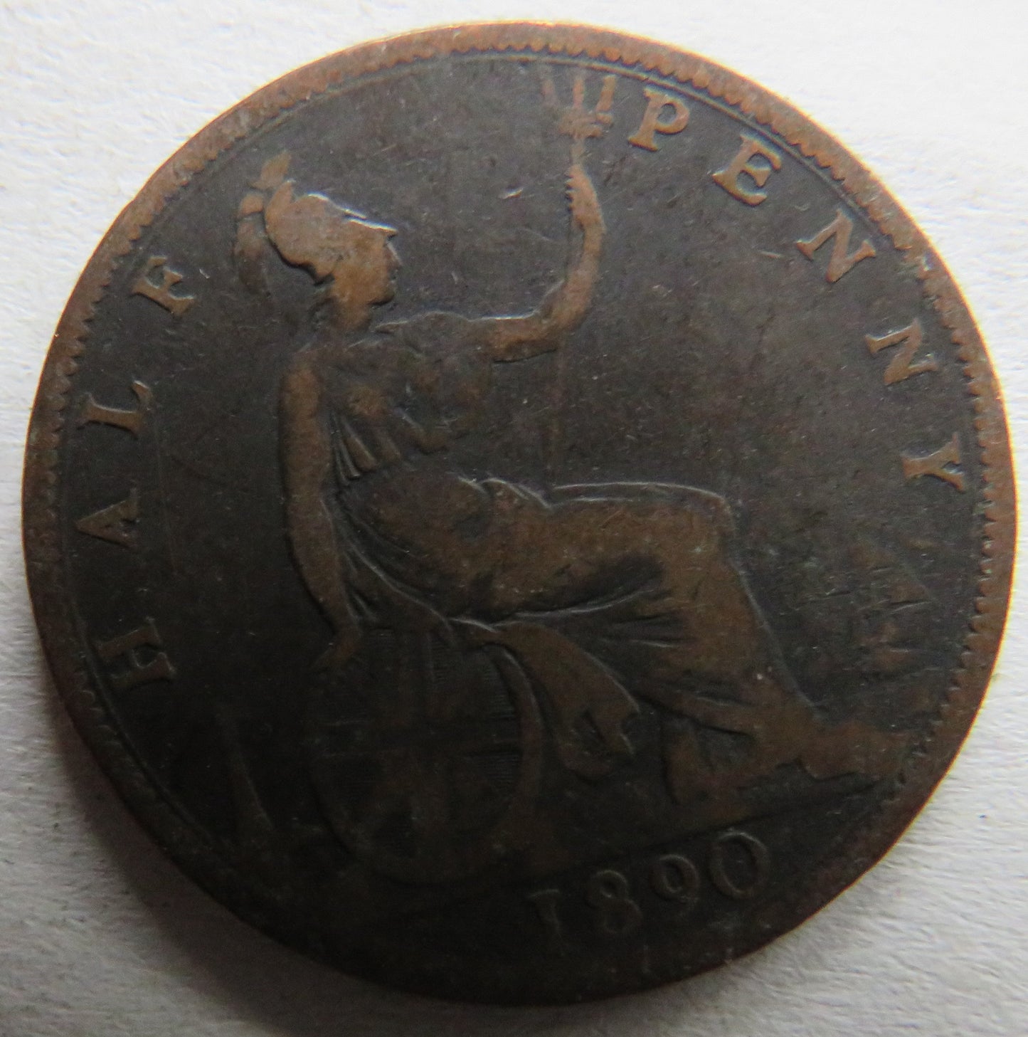 1890 Queen Victoria Bun Head Halfpenny Coin - Great Britain