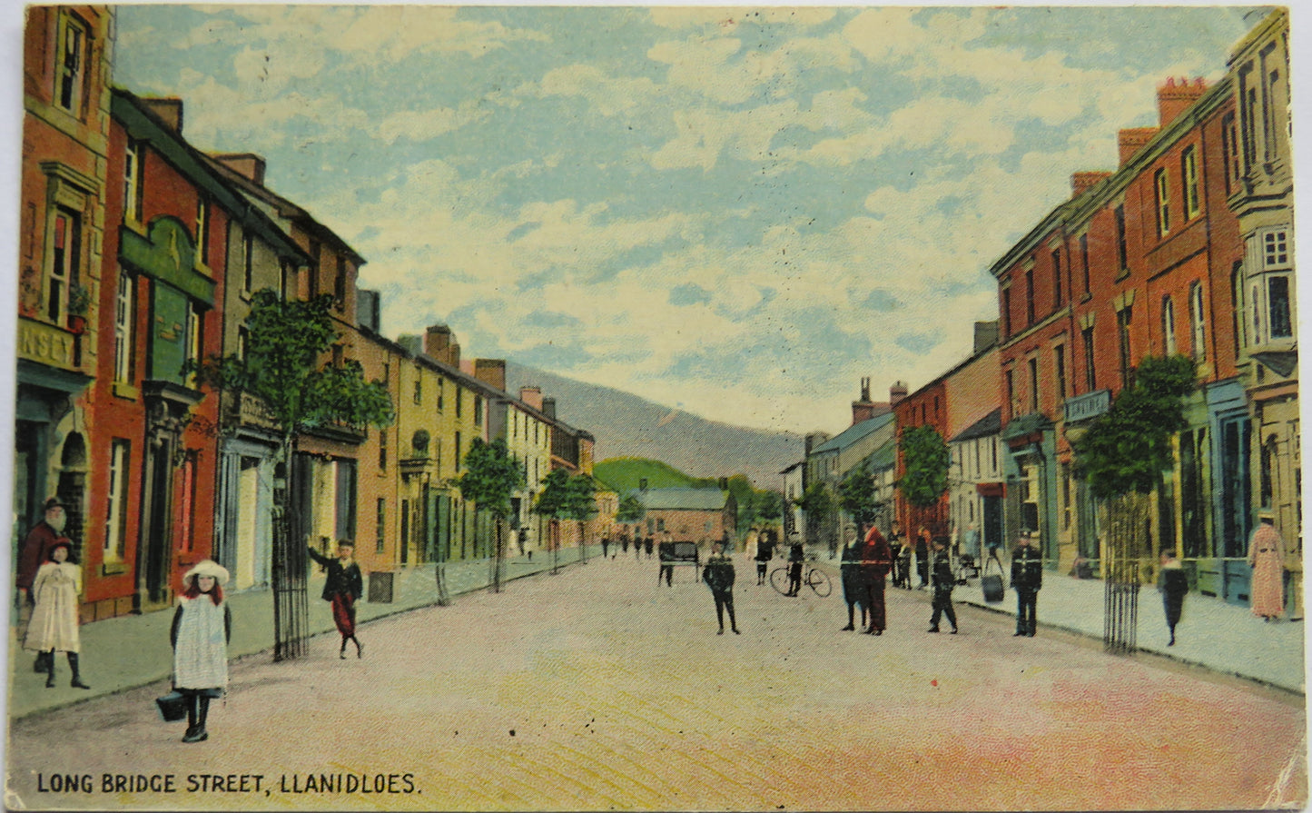 Vintage Postcard of Long Bridge Street, Llanidloes 1909