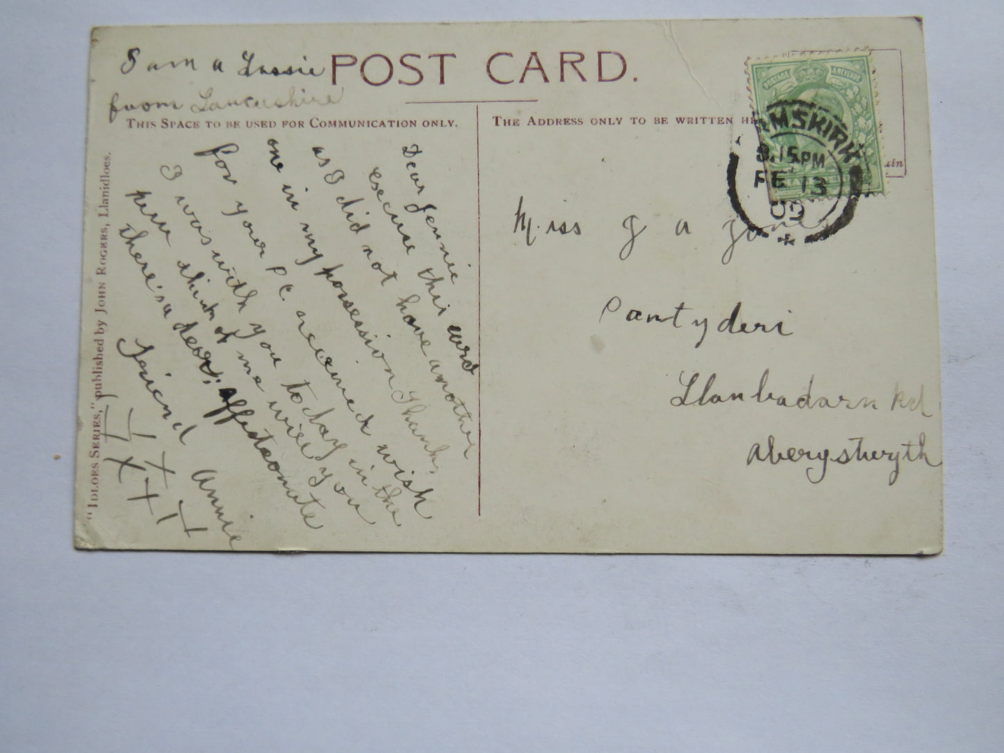 Vintage Postcard of Long Bridge Street, Llanidloes 1909