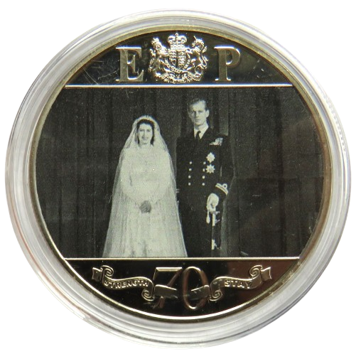 2017 Gibraltar One Crown Commemorative Coin "Elizabeth & Philip Platinum Wedding"