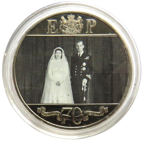 2017 Gibraltar One Crown Commemorative Coin "Elizabeth & Philip Platinum Wedding"