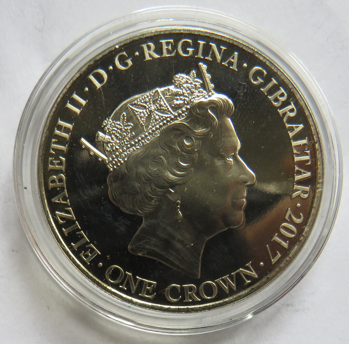 2017 Gibraltar One Crown Commemorative Coin "Elizabeth & Philip Platinum Wedding" image 3