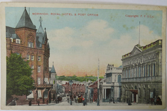 Vintage Postcard of Norwich, Royal Hotel & Post Office