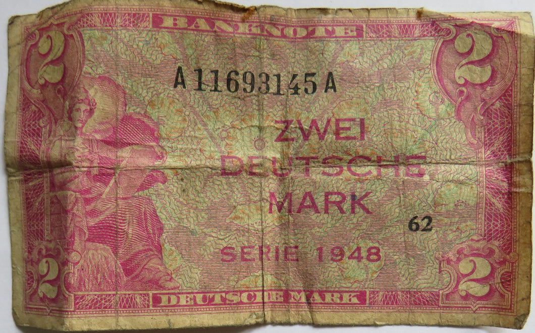 1948 Germany 2 Deutsche Mark Banknote