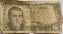 Load image into Gallery viewer, 1951 Spain 5 Pesetas Banknote
