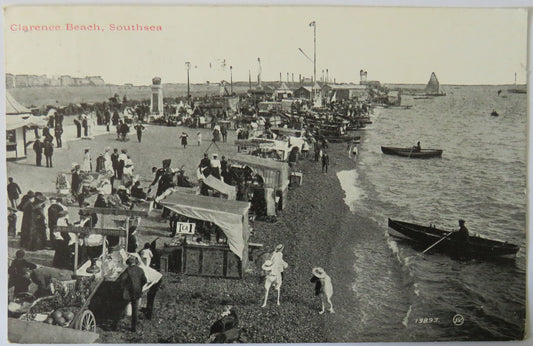 Vintage Postcard of Clarence Beach, Southsea