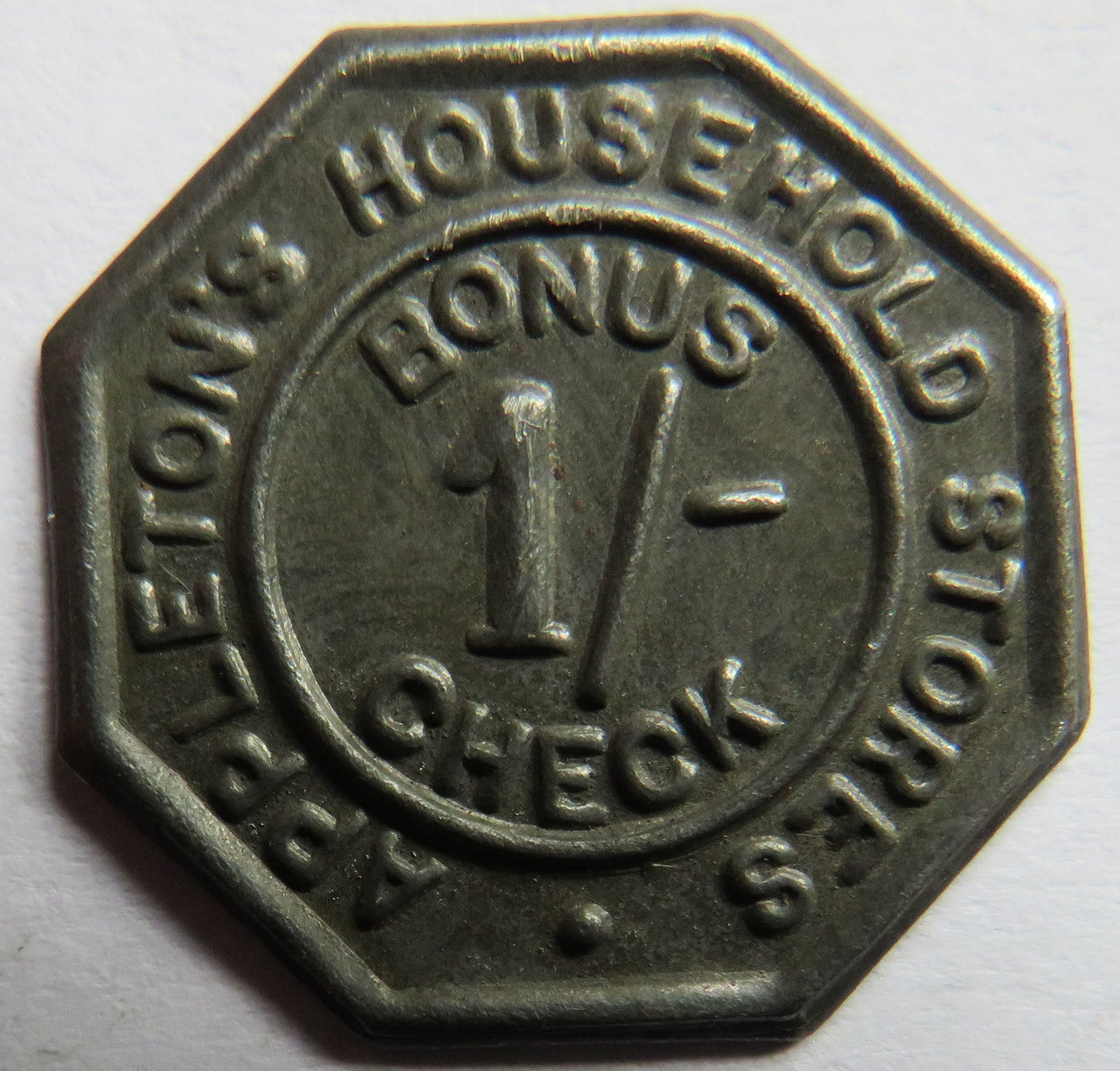 Appleton's Household Stores 1/- Token / Bonus Check