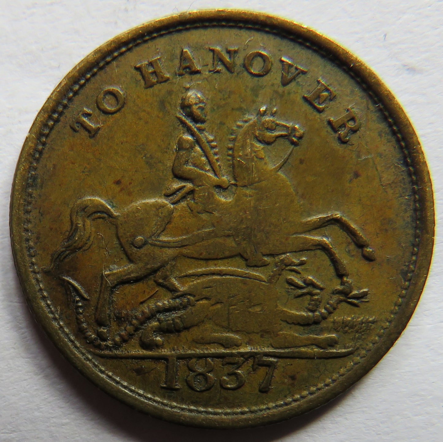 1837 Queen Victoria " To Hanover" Cumberland Jack Token